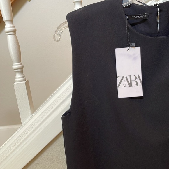 Zara black mini dress, size M, sleeveless. - Picture 3 of 7